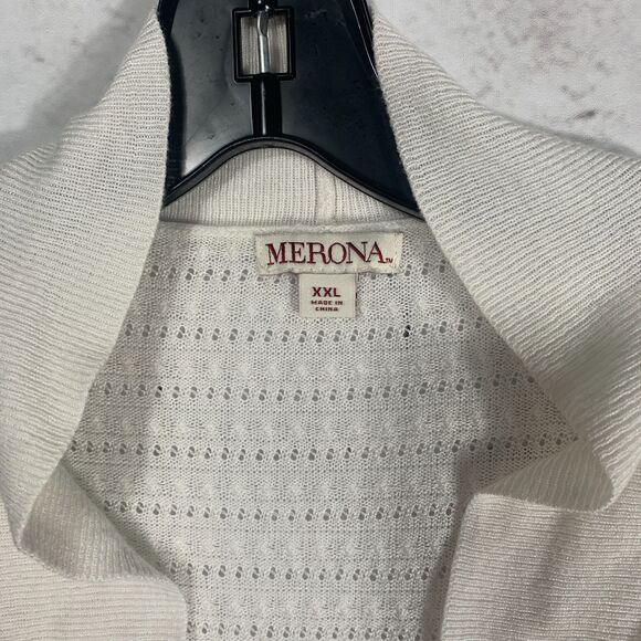 Merona White Open Front Cardigan XXL Lightweight Knit Layering Sweater Fall Cozy - Picture 3 of 6